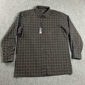 Olymp Shirt Mens 18 46‎ Brown Luxor Modern Fit Check Textured 100% Cotton New